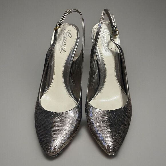 Gucci ✨Copper Sequin Slingbacks Pump Heel Size US 7 - EUR 37 - Picture 2 of 5